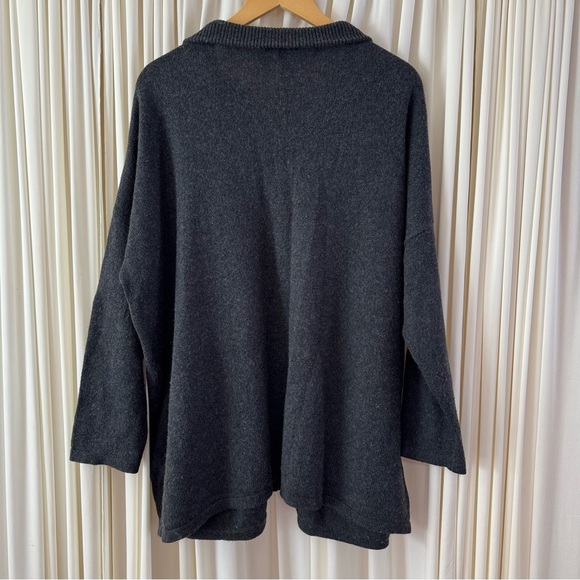 Eileen Fisher Cotton Cashmere Cardigan Boxy Fit Grey Button Front Pocket Sz XL - Picture 9 of 11